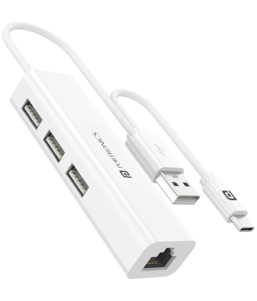 Portronics Mport 60:4-In-1 Multiport Type C Adapter ,White (POR 1608)