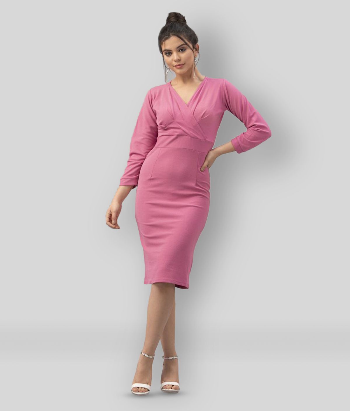     			Selvia - Pink Cotton Blend Women's Bodycon Dress ( Pack of 1 )