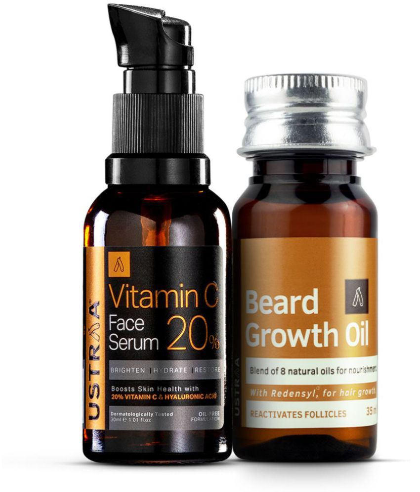     			Ustraa Vitamin C Face Serum - 30ml & Beard Growth Oil - 35ml