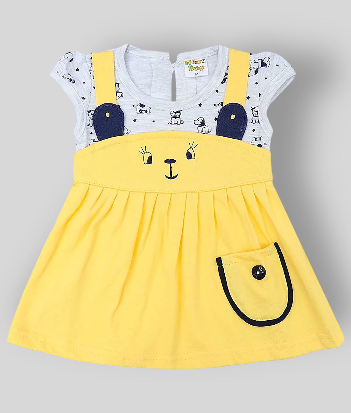     			NammaBaby - Yellow Cotton Blend Baby Girl's Dress ( Pack of 1 )