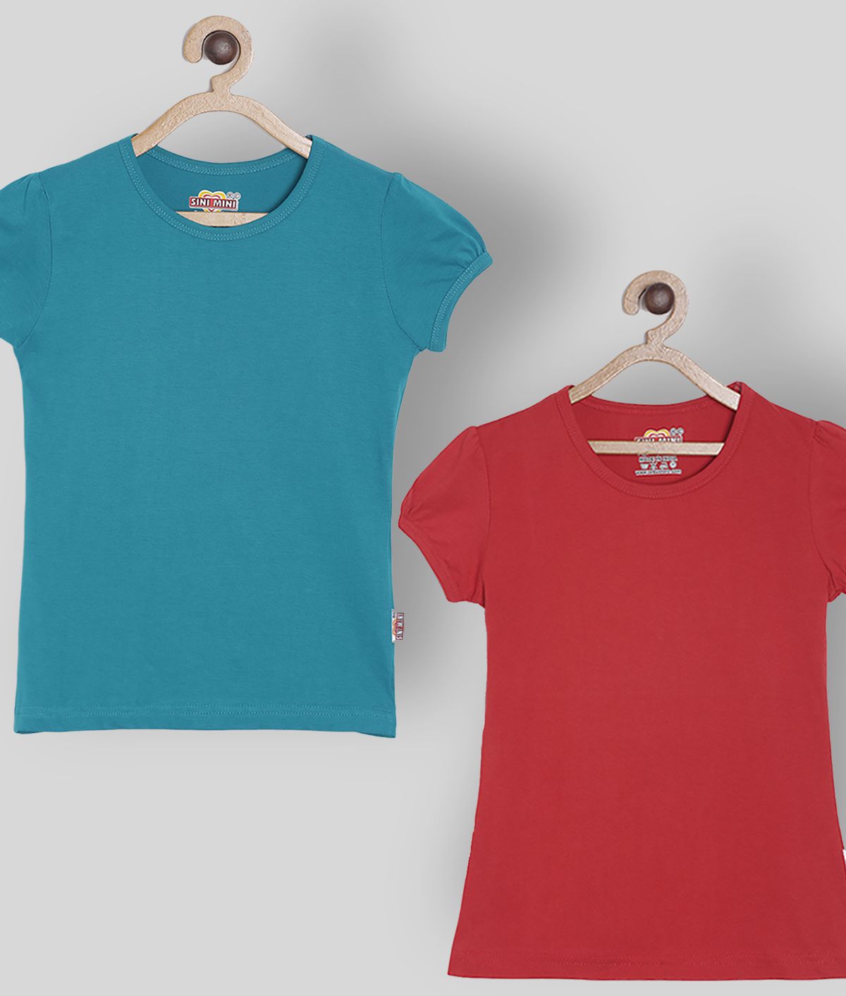     			Sinimini - Blue Cotton Blend Girl's T-Shirt ( Pack of 2 )