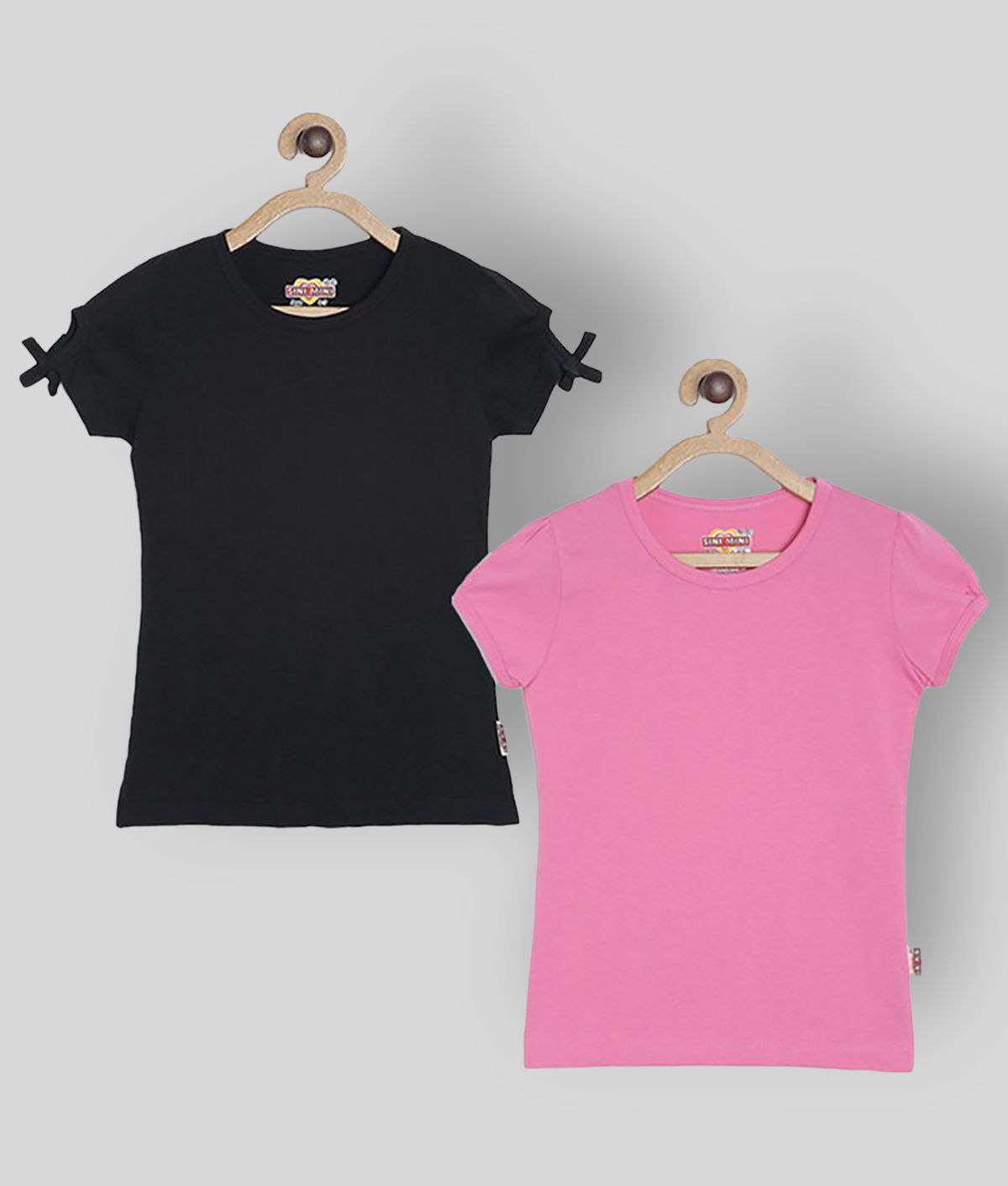     			Sinimini - Pink Cotton Blend Girl's T-Shirt ( Pack of 2 )
