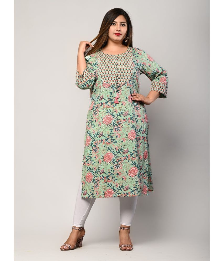     			Swasti - Green Cotton Women's Straight Kurti ( Pack of 1 )