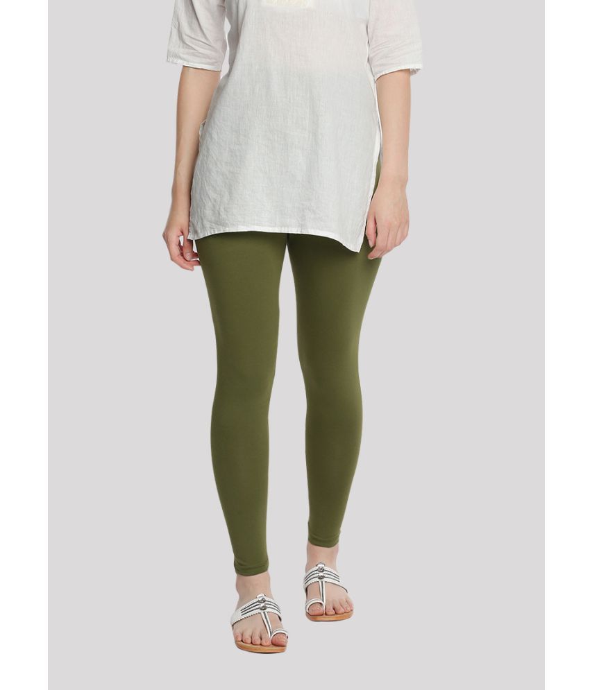     			Dollar Missy - Olive Cotton Women's Leggings ( Pack of 1 )