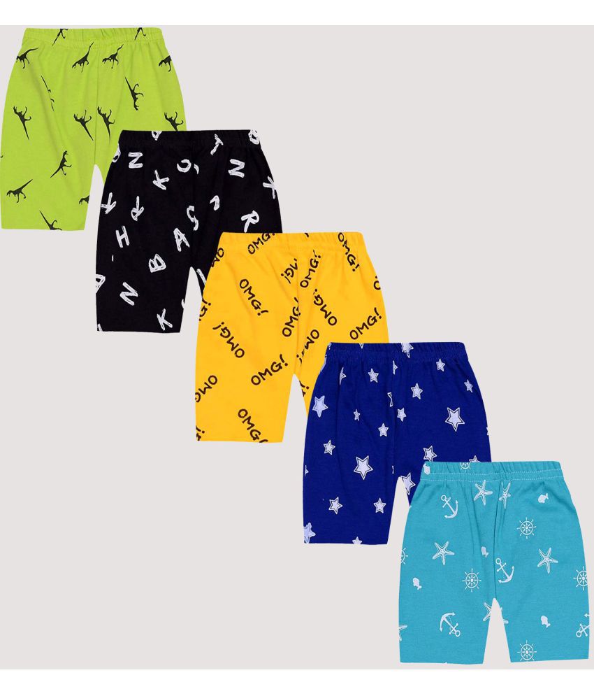     			Kuchipoo Boys and Girls Unisex Cotton Shorts (KUC-SHT-110, Multicolor) - Pack of 5