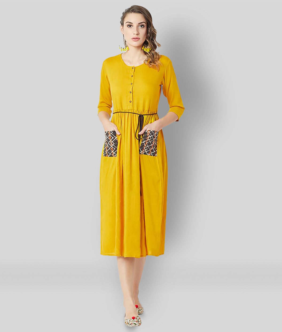     			Miss Chase - Yellow Rayon Women's Shift Dress ( Pack of 1 )