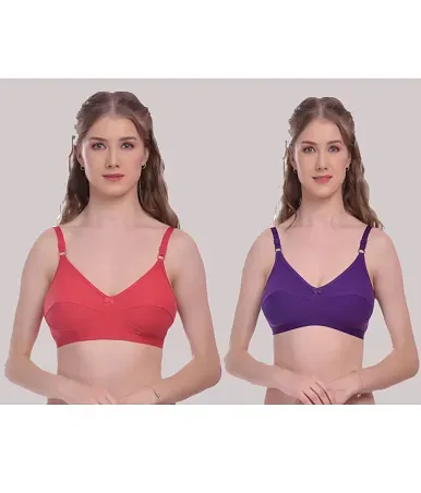 Buy online Pack Of 2 Solid Regular Bra from lingerie for Women by Elina for  ₹449 at 55% off