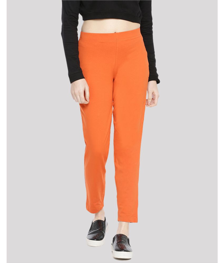 Dollar Missy - Orange Cotton Straight Women's Casual Pants ( Pack of 1 )
