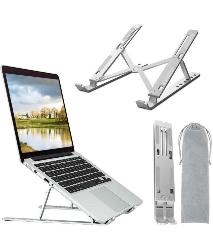     			Laptop Stand Supports laptops up to 48.26cm (19") with 6 Adjustable Levels Anti Slip Silicon Rubber Pads, Foldable 