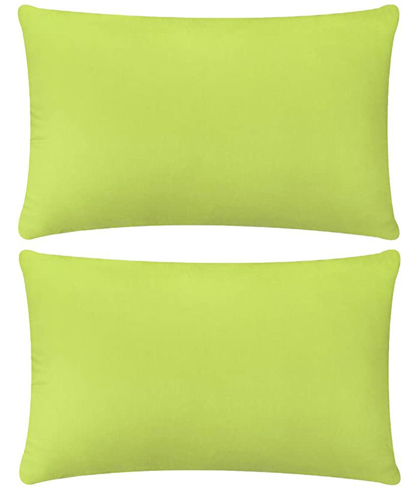     			PINDIA Pack of 2 Green Pillow Cover