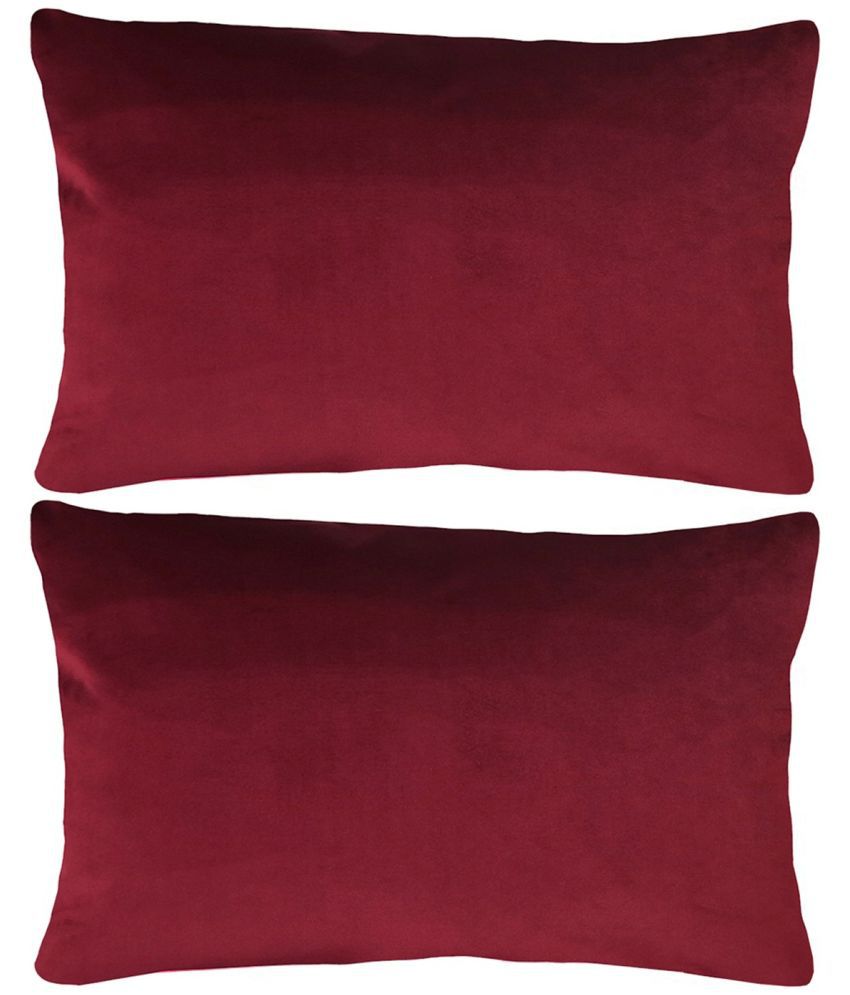     			PINDIA Pack of 2 Maroon Pillow Cover