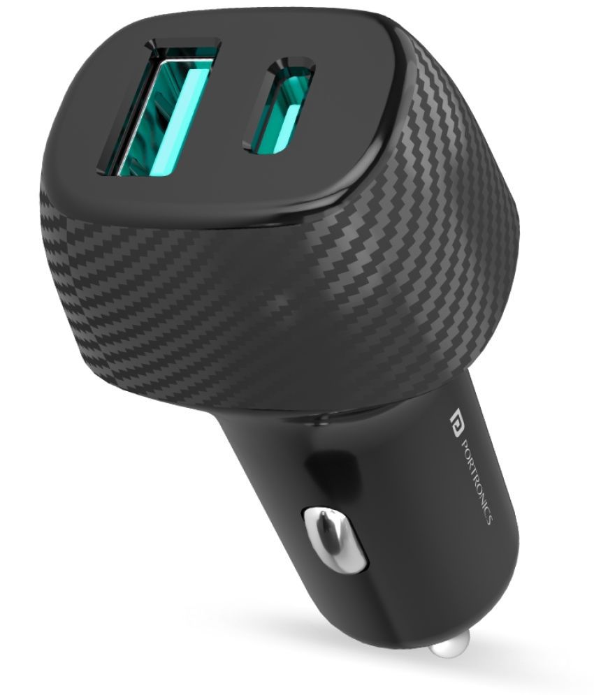 Portronics Car Power 6 36watts Dual USB Car Charger Black POR 1346-With Cable