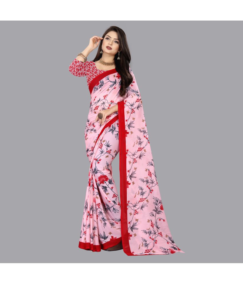     			Anand Sarees - Pink Georgette Saree With Blouse Piece ( Pack of 1 )