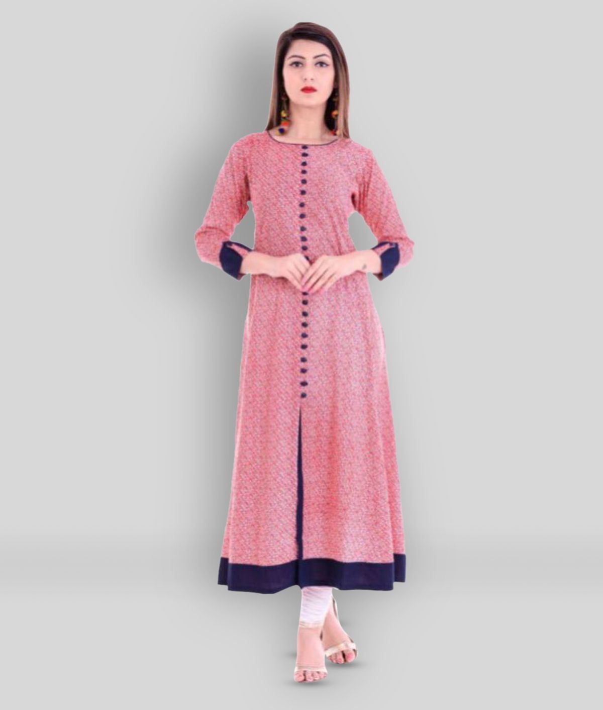     			Yash Gallery - Pink Rayon Women's Front Slit Kurti ( Pack of 1 )