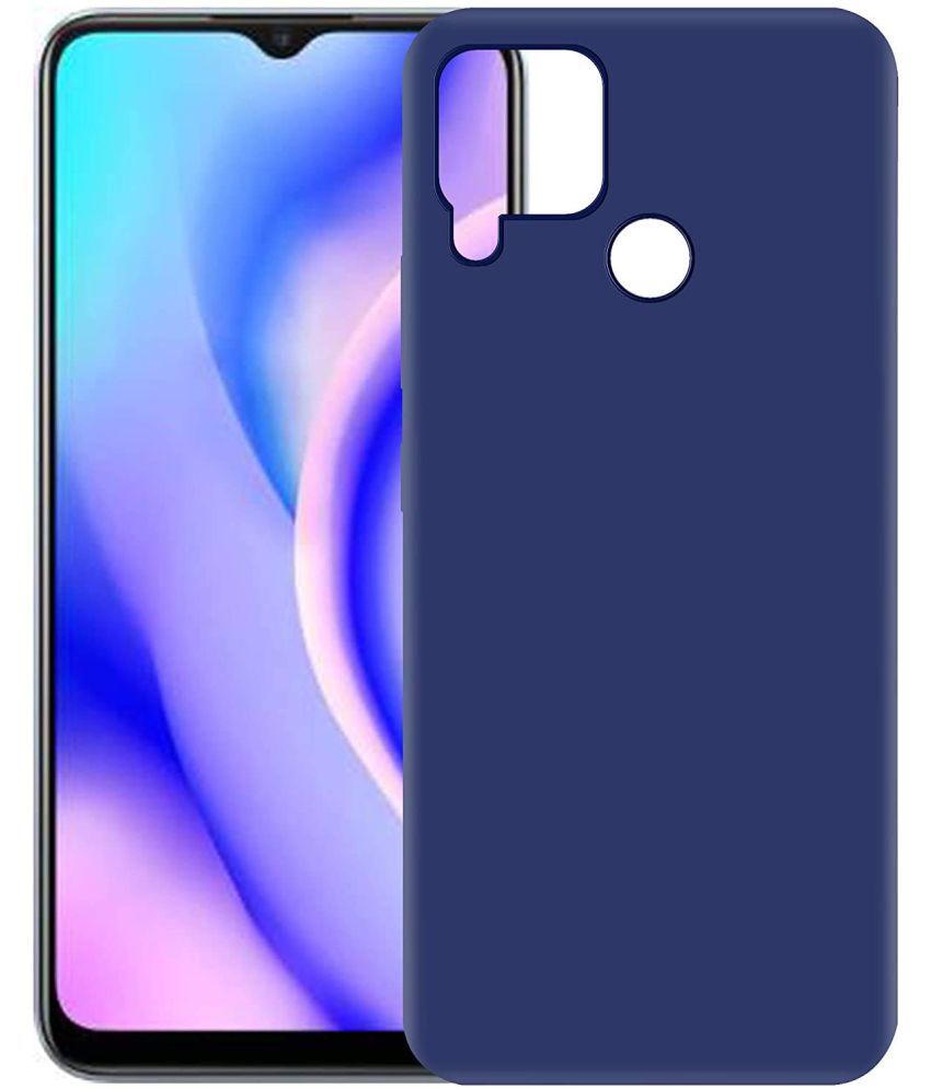     			Kosher Traders - Blue Silicon Plain Back Cover Compatible For Realme C15 ( Pack of 1 )