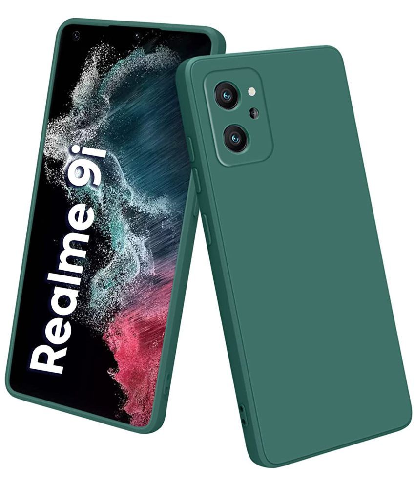     			Kosher Traders - Green Silicon Plain Back Cover Compatible For Realme 9i ( Pack of 1 )