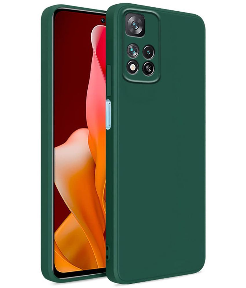     			Kosher Traders - Green Silicon Plain Back Cover Compatible For Xiaomi 11i hypercharge 5g ( Pack of 1 )