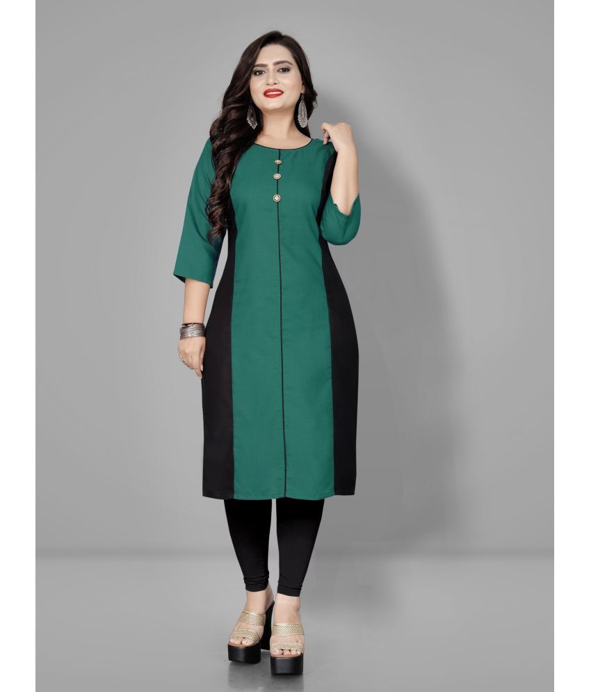     			Lerkiza - Green Cotton Blend Women's Straight Kurti ( Pack of 1 )