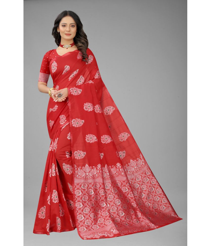     			NENCY FASHION - Red Banarasi Silk Saree With Blouse Piece ( Pack of 1 )