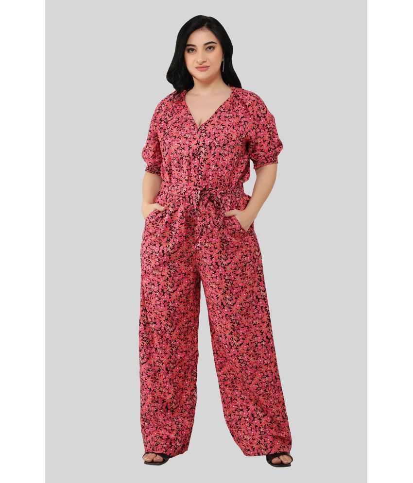     			NUEVOSDAMAS - Red Cotton Blend Regular Fit Women's Jumpsuit ( Pack of 1 )