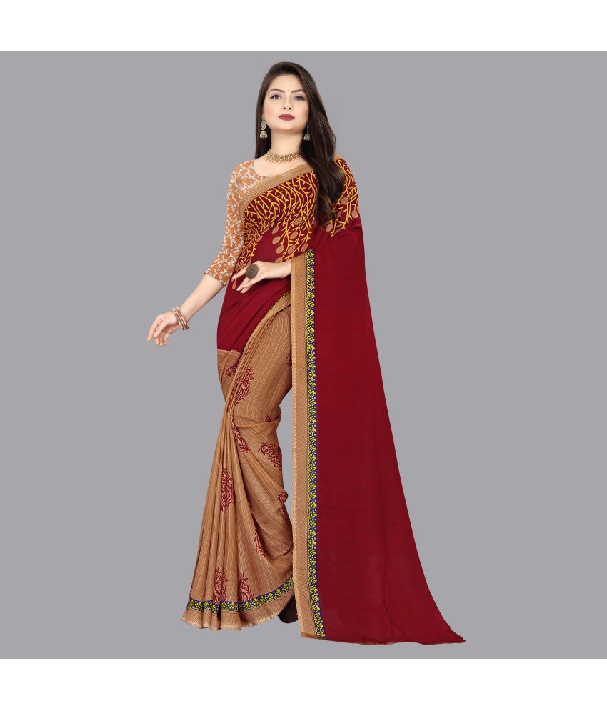     			ANAND SAREES - Brown Georgette Saree With Blouse Piece ( Pack of 1 )