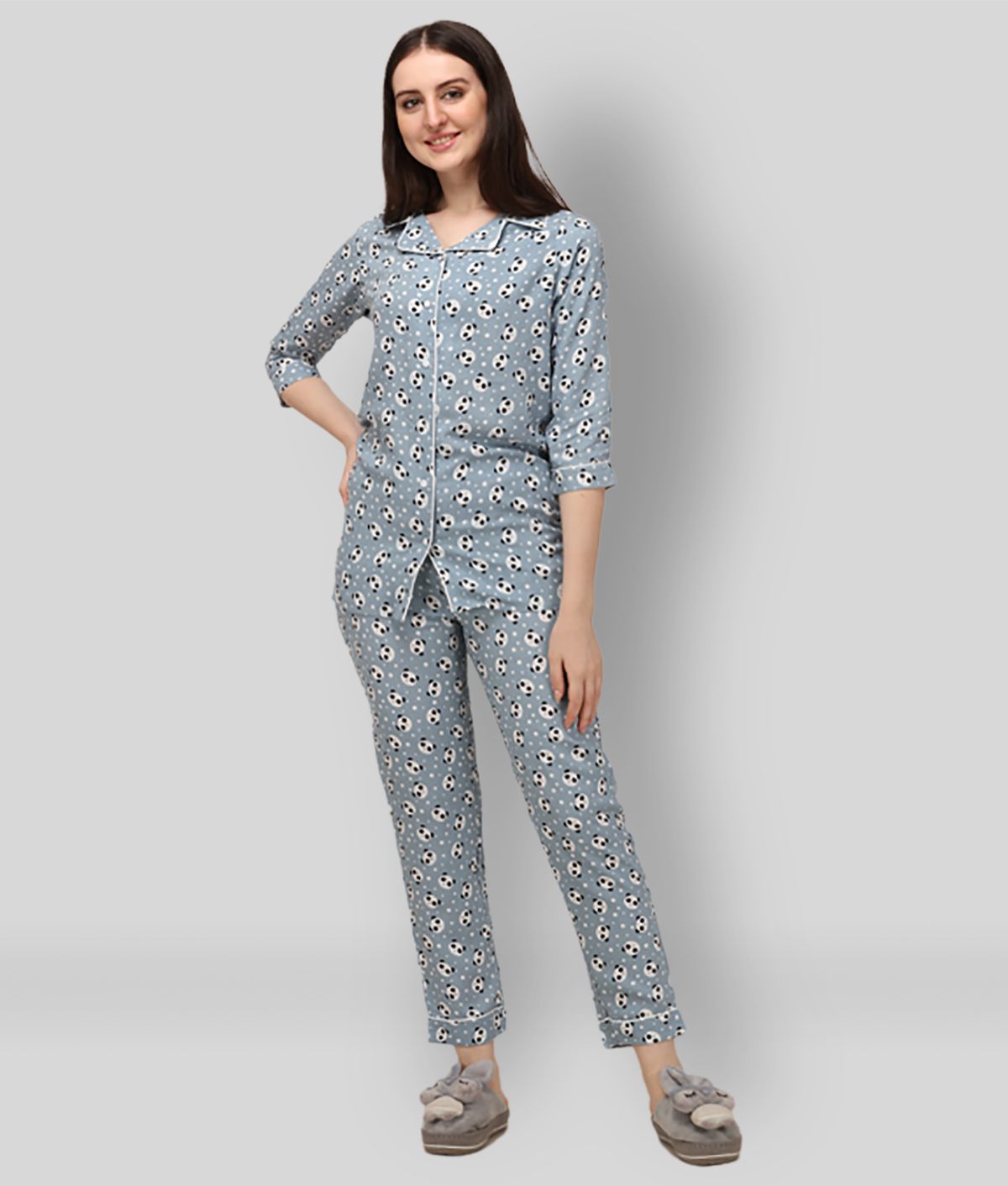     			Berrylicious - Light Grey Rayon Women's Nightwear Nightsuit Sets ( Pack of 1 )