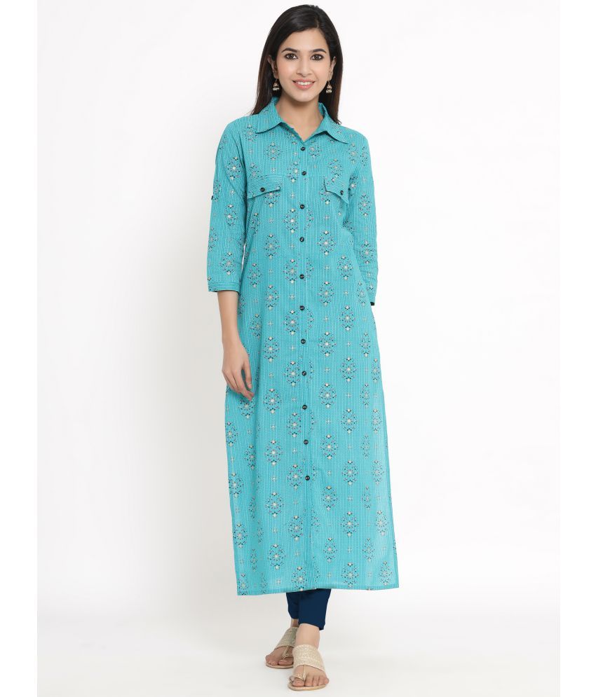     			Kbz - Turquoise Rayon Women's Straight Kurti ( Pack of 1 )