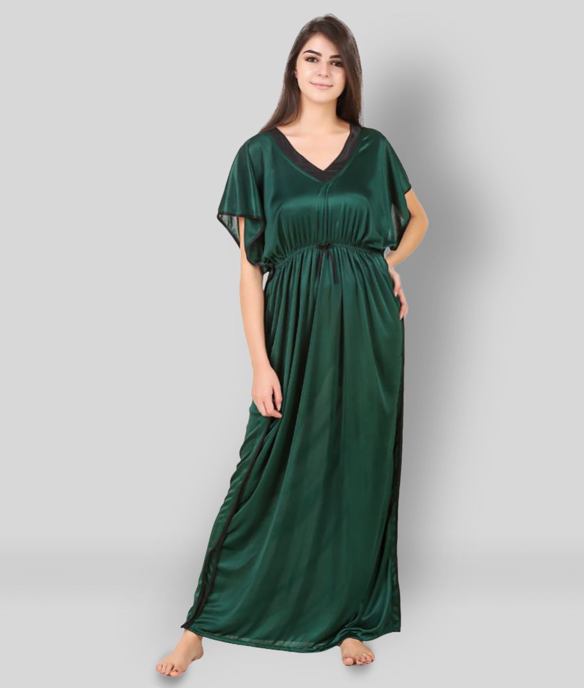     			Masha - Green Satin Women's Nightwear Nighty & Night Gowns ( Pack of 1 )