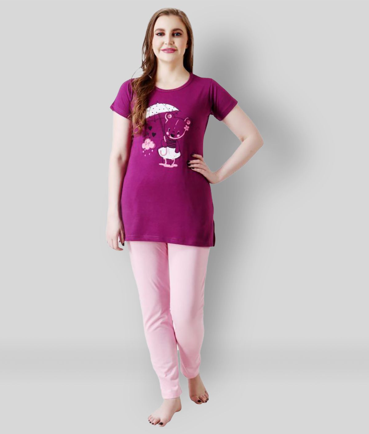     			Miss Romina - Multicolor Cotton Women's Nightwear Nightsuit Sets ( Pack of 1 )