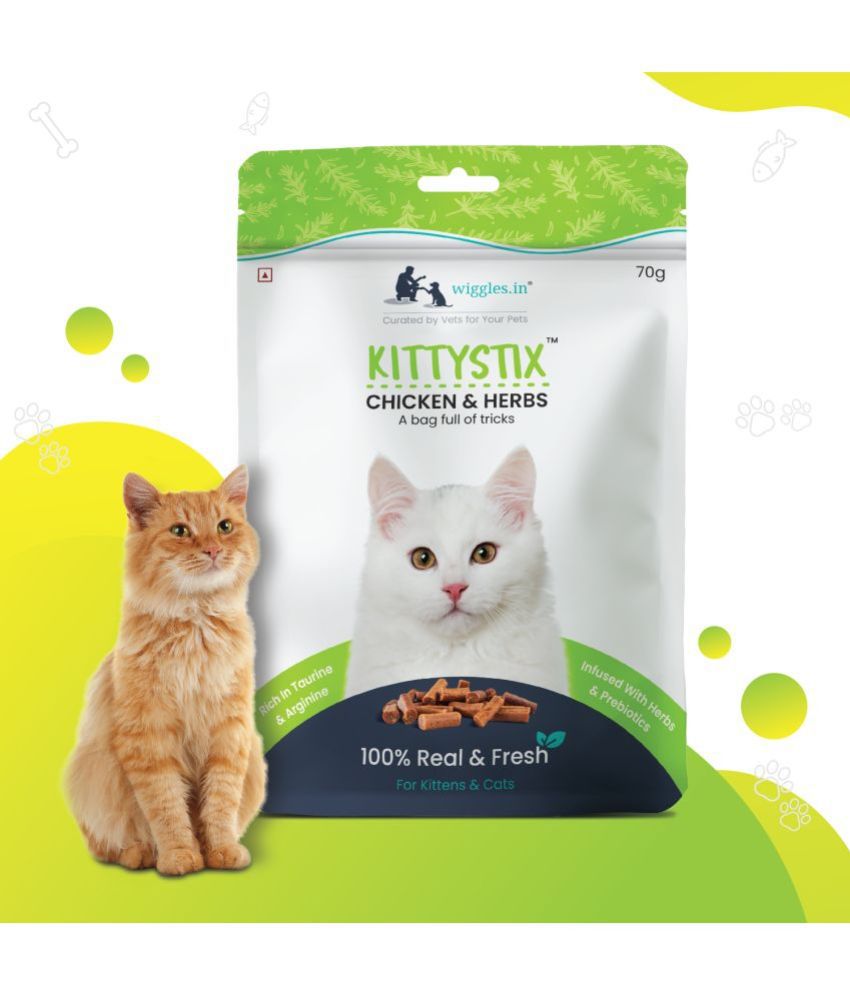     			Kittystix Cat Treats for Kittens Kitty Soft, 70g - Tasty Training Snacks Eyesight, Heart Health - Barley Grass, Taurine & Arginine (Chicken & Herbs)