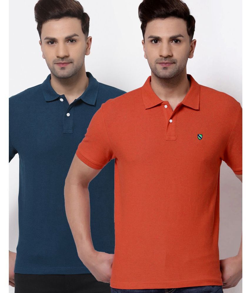     			Merriment - Blue Cotton Blend Regular Fit Men's Polo T Shirt ( Pack of 2 )