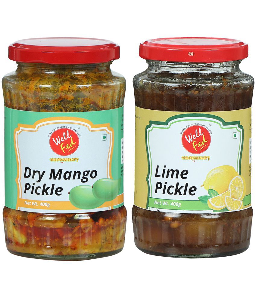 Well Fed Dry Mango Pickle & Lime Pickle 400 g Pack of 2