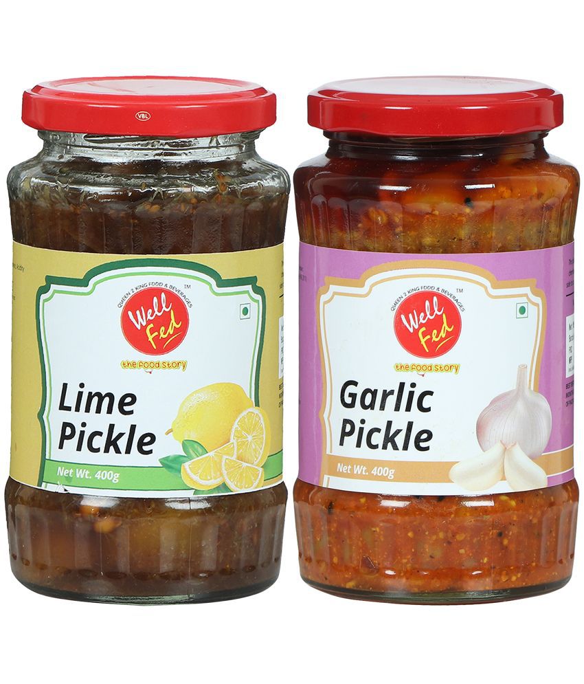 Well Fed Lime Pickle & Garlic Pickle 400 g Pack of 2