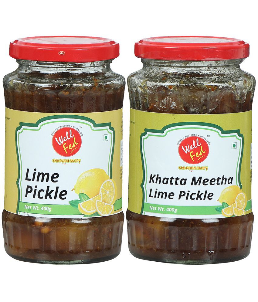 Well Fed Lime Pickle & Khatta Meetha Nimbu Pickle 400 g Pack of 2