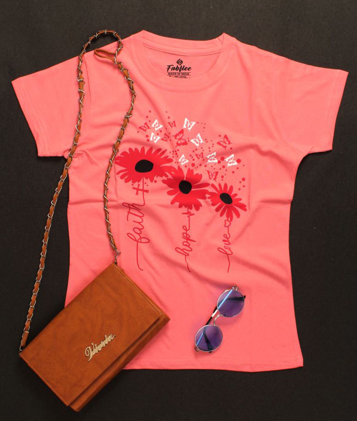Fabflee - Pink Cotton Regular Fit Women's T-Shirt ( Pack of 1 )