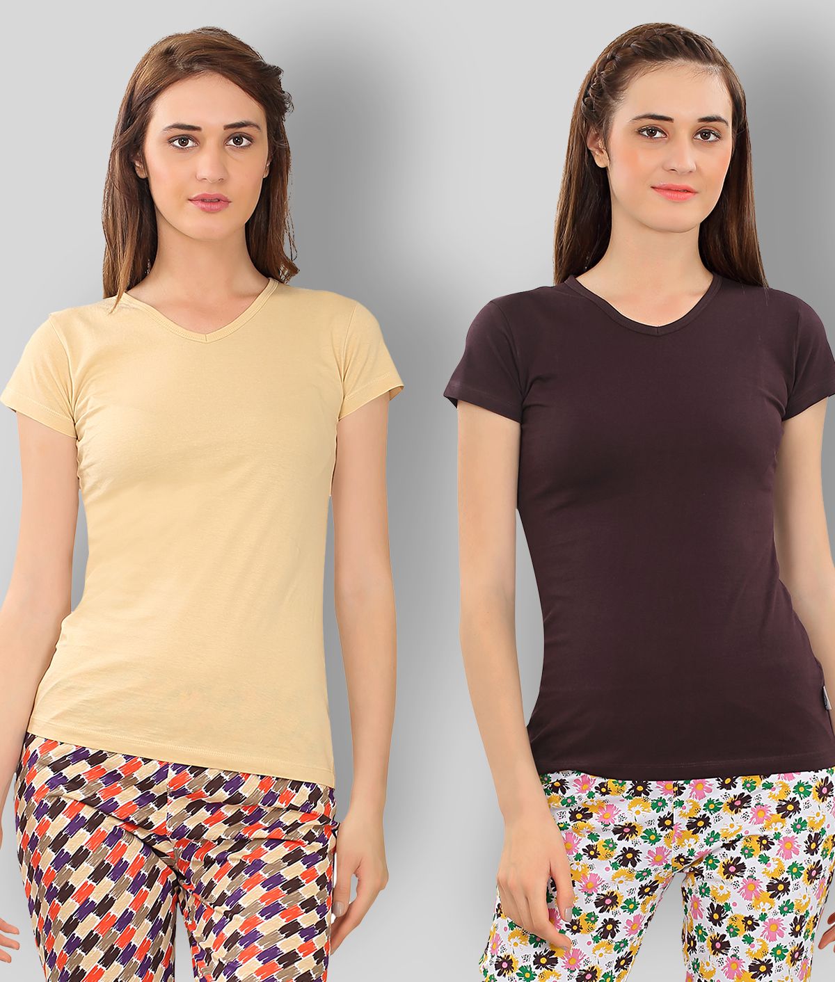     			Zebu - Multicolor Cotton Regular Fit Women's T-Shirt ( Pack of 2 )