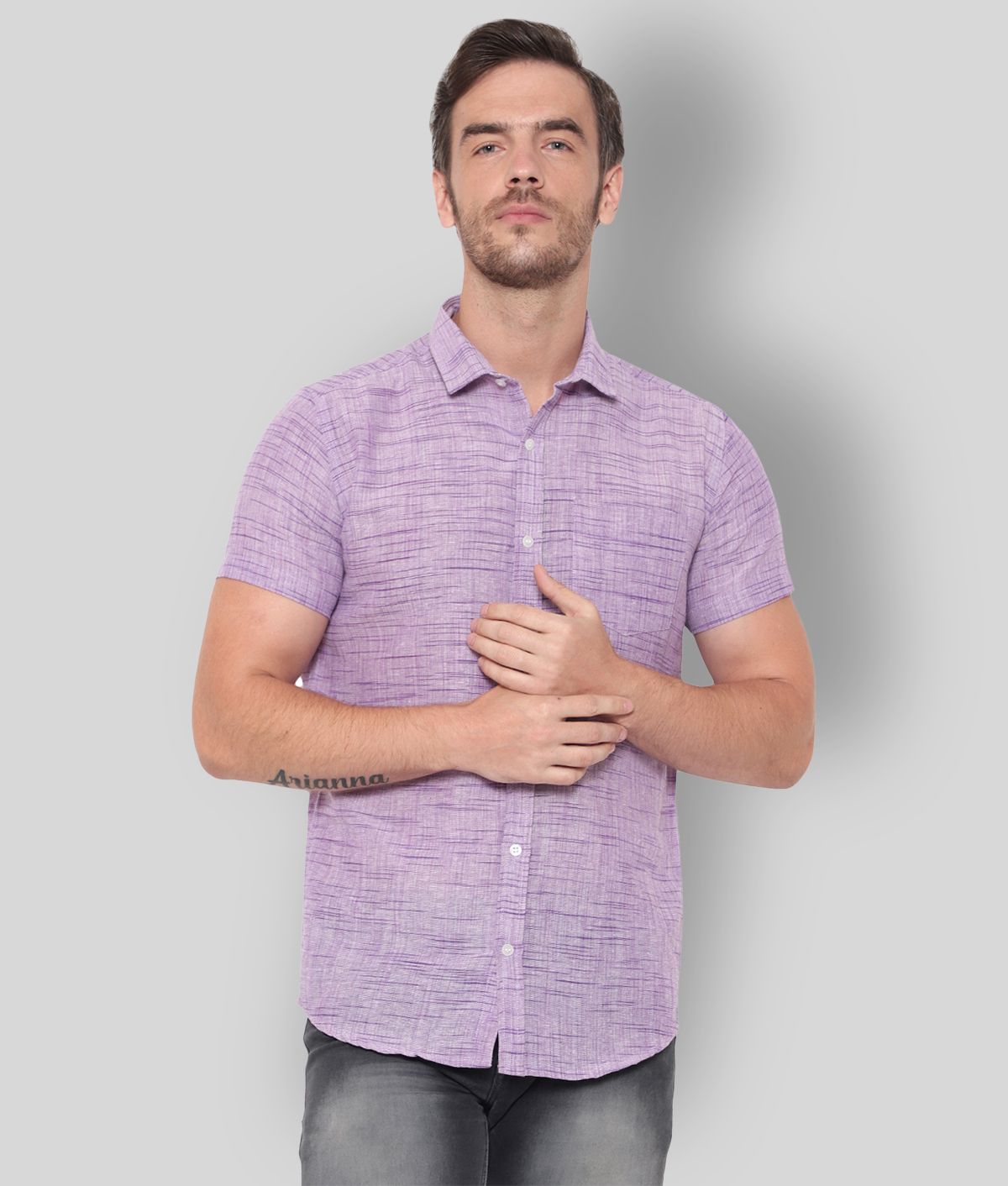     			Latest Chikan - Purple Cotton Blend Regular Fit Men's Casual Shirt (Pack of 1)