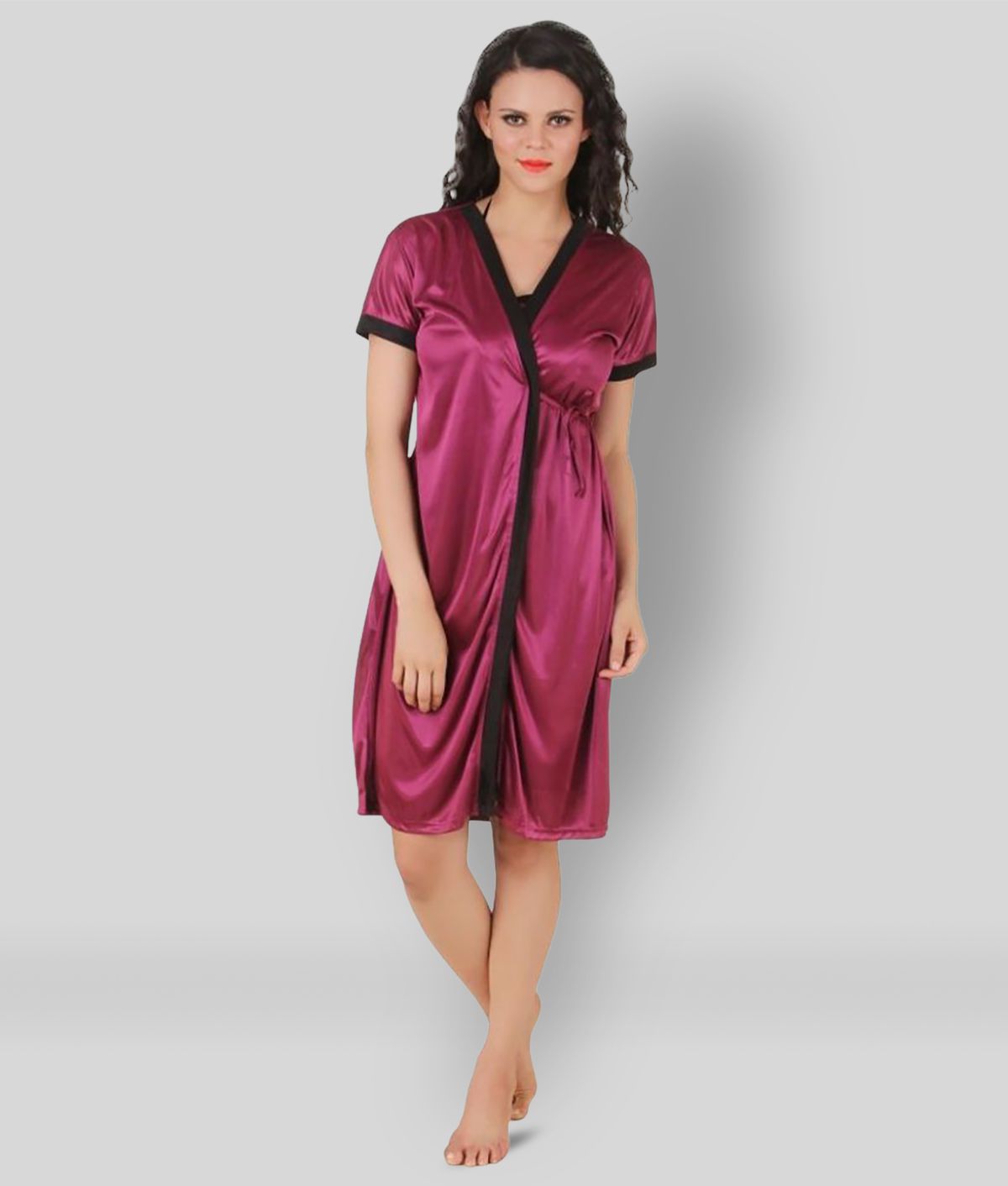     			Fasense - Mauve Satin Women's Nightwear Nighty & Night Gowns ( Pack of 1 )