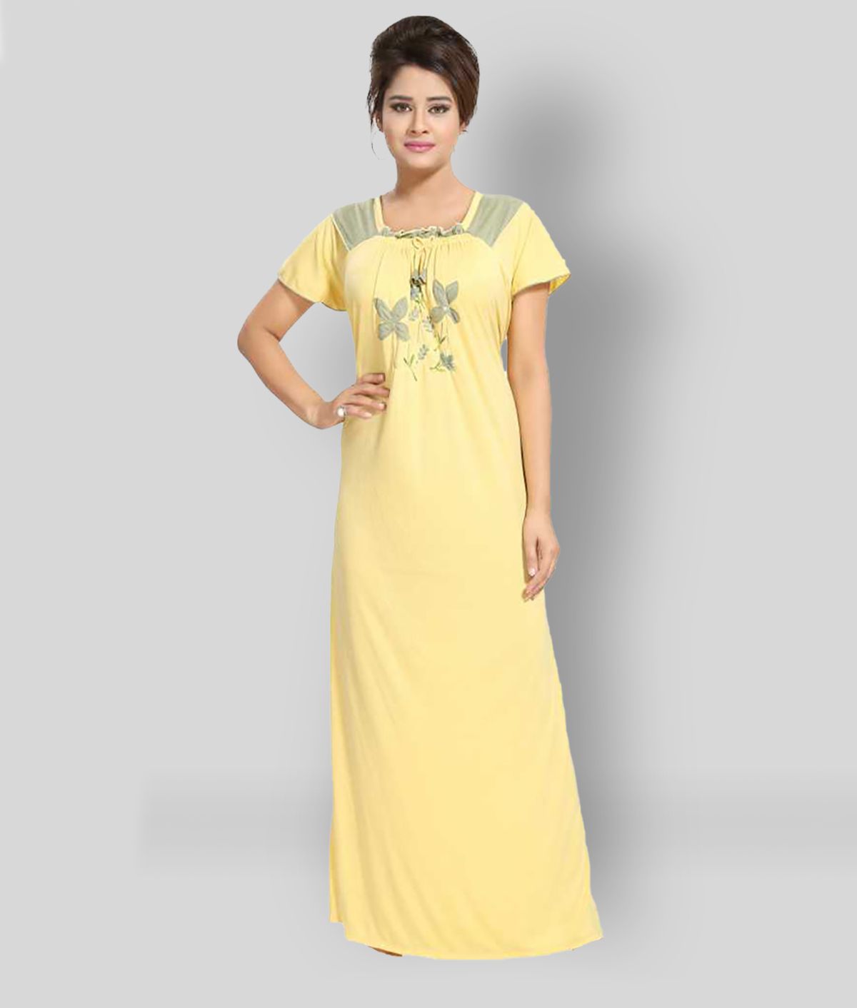    			Gutthi - Yellow Cotton Women's Nightwear Nighty & Night Gowns ( Pack of 1 )