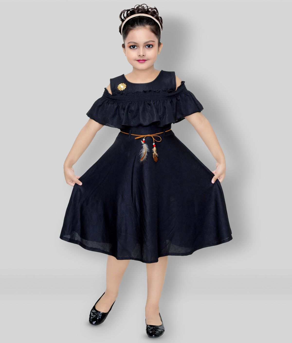     			Mojua - Black Cotton Blend Girl's A-line Dress ( Pack of 1 )