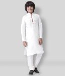 Hangup Boys Silk Solid - Pattern Kurta Pant Set ( White , Pack of 1 )