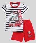 Lazy Shark Pack of 1 Boys Cotton Blend T-Shirt & Shorts ( White )