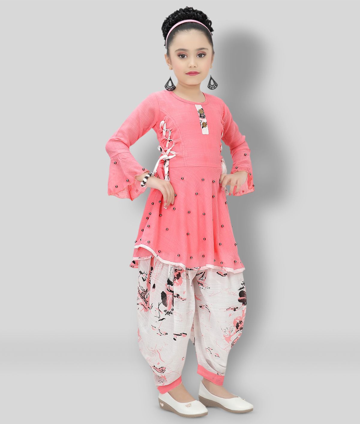     			Arshia Fashions Girls Cotton Blend Patiala Kurta Set ( Pack of 1 , Pink )