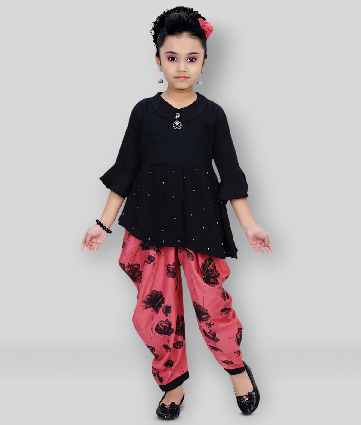     			Arshia Fashions - Pink Rayon Girls Patiala Kurta Sets ( Pack of 1 )