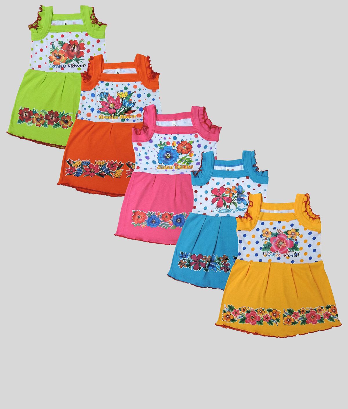 BABY GIRLS COTTON FROCKS (PACK OF 5)