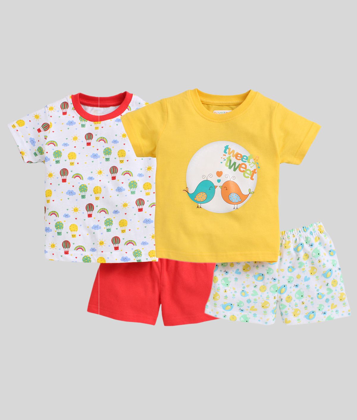 BUMZEE Red & Yellow Baby Girls T-Shirt & Shorts Set Pack of 2 Age - 12-18 Months