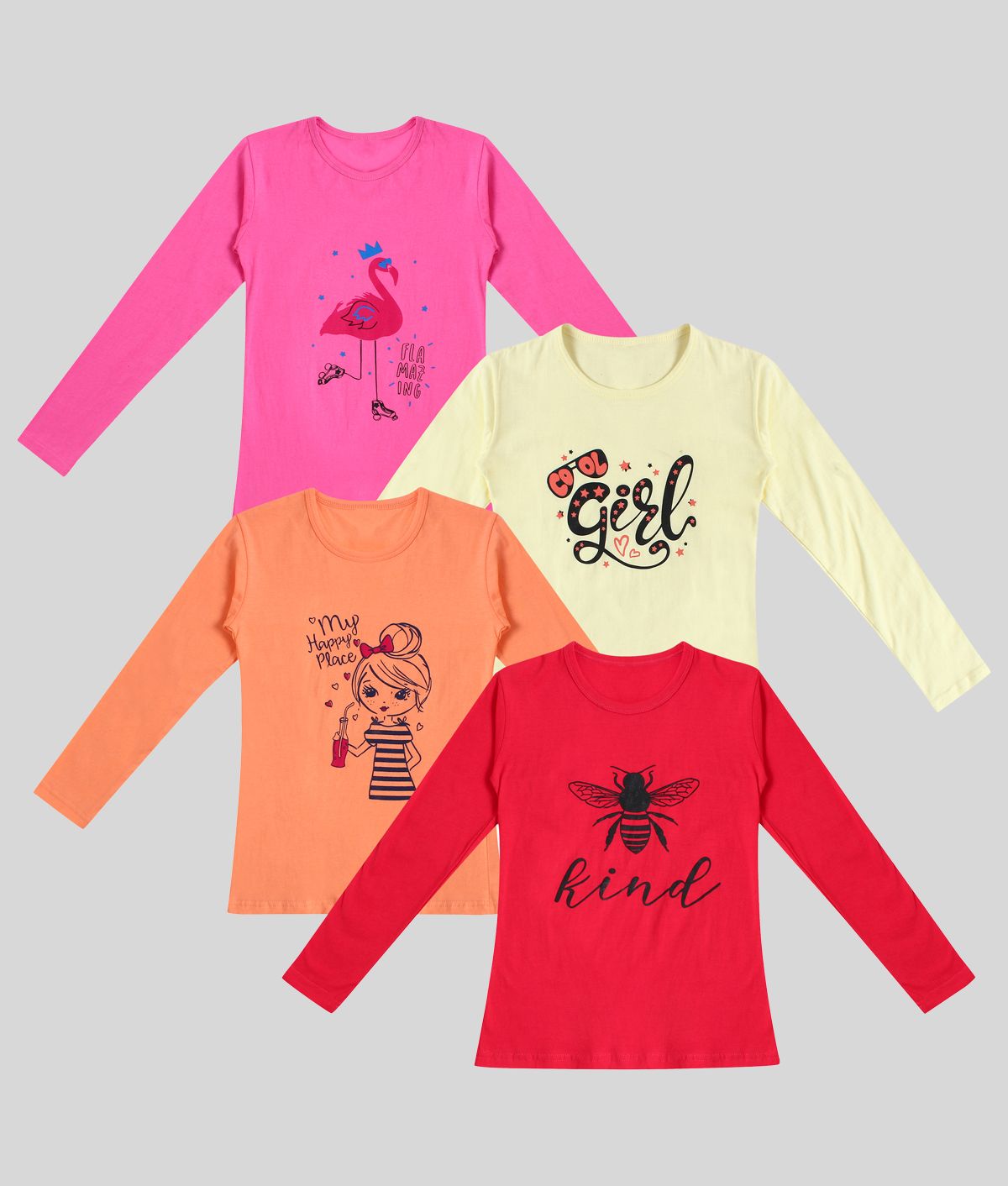     			Diaz - Multicolor Cotton Girl's T-Shirt ( Pack of 4 )