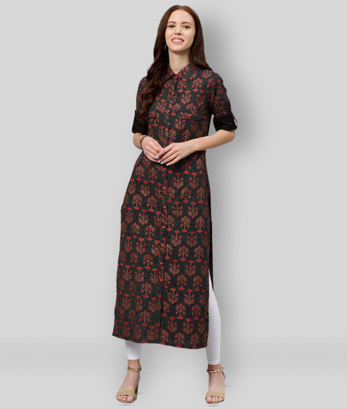     			KIPEK - Black Cotton Women's Straight Kurti ( Pack of 1 )