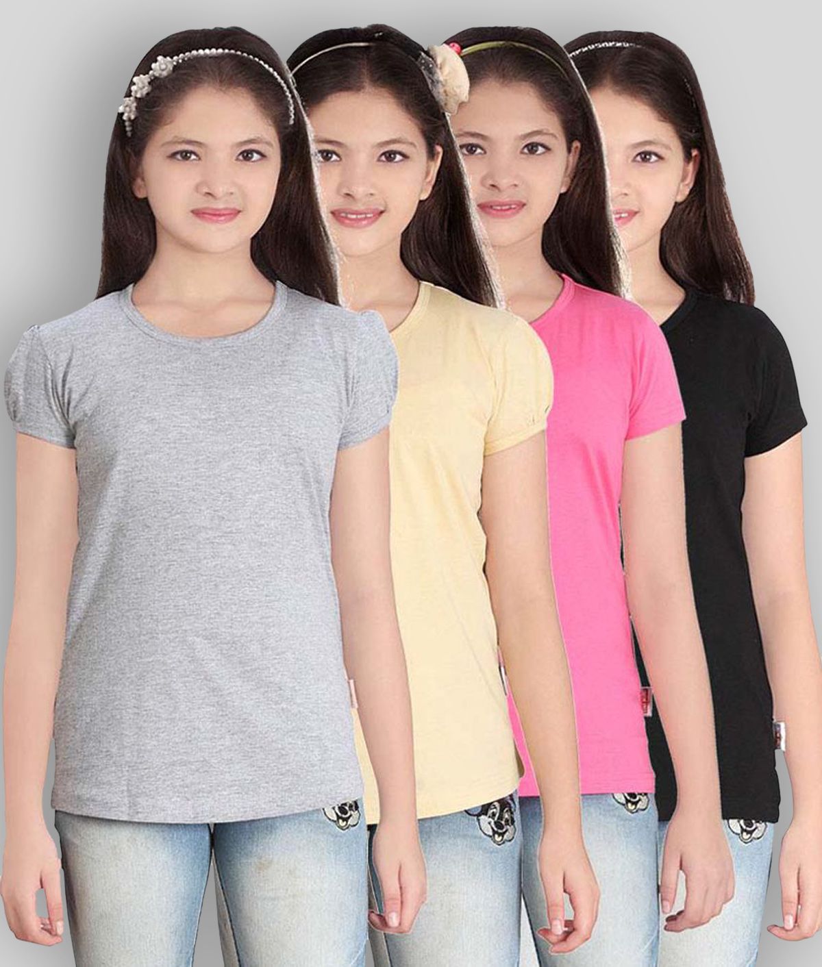    			Sini Mini - Blue Cotton Girls T-Shirt ( Pack of 4 )