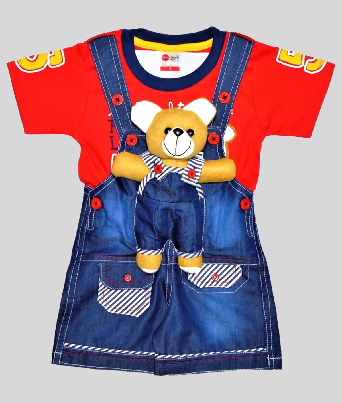     			Wise Guys - Red & Blue Denim Baby Boy,Baby Girl Dungaree Sets ( Pack of 1 )